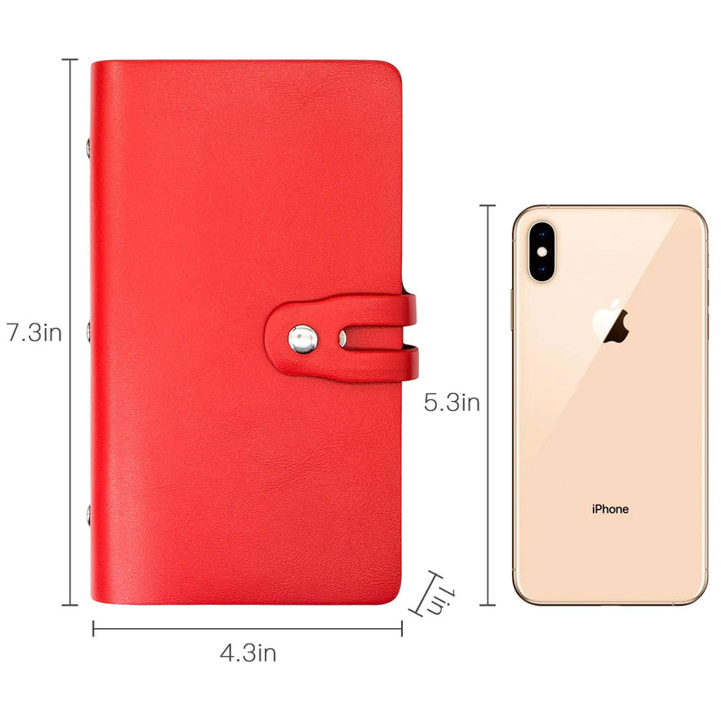 [Australia - AusPower] - Padike RFID Credit Card Holder Business Card Organizer Business Card Holder, with 96 Card Slots Credit Card Protector for Managing Your Different Cards to Prevent Loss or Damage (Red) Red 