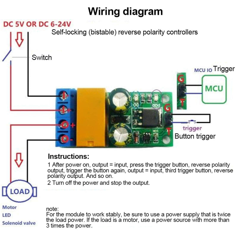 [Australia - AusPower] - DR55B01 DC Motor forward/Reverse Controller Board, Self Locking Reverse Polarity Relay Motor Control Module (DC 6-24V) DC 6-24V 