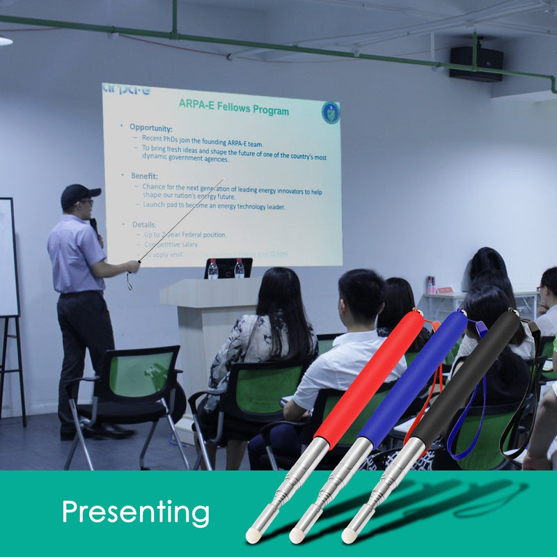 [Australia - AusPower] - Alcoon 3 Pack Telescopic Teachers Pointer Retractable Handheld Presenter Extendable Classroom Whiteboard Pointer with Lanyard for Teachers, Coach, Presenter, Extends to 39 Inch (Black, Red, Blue) 