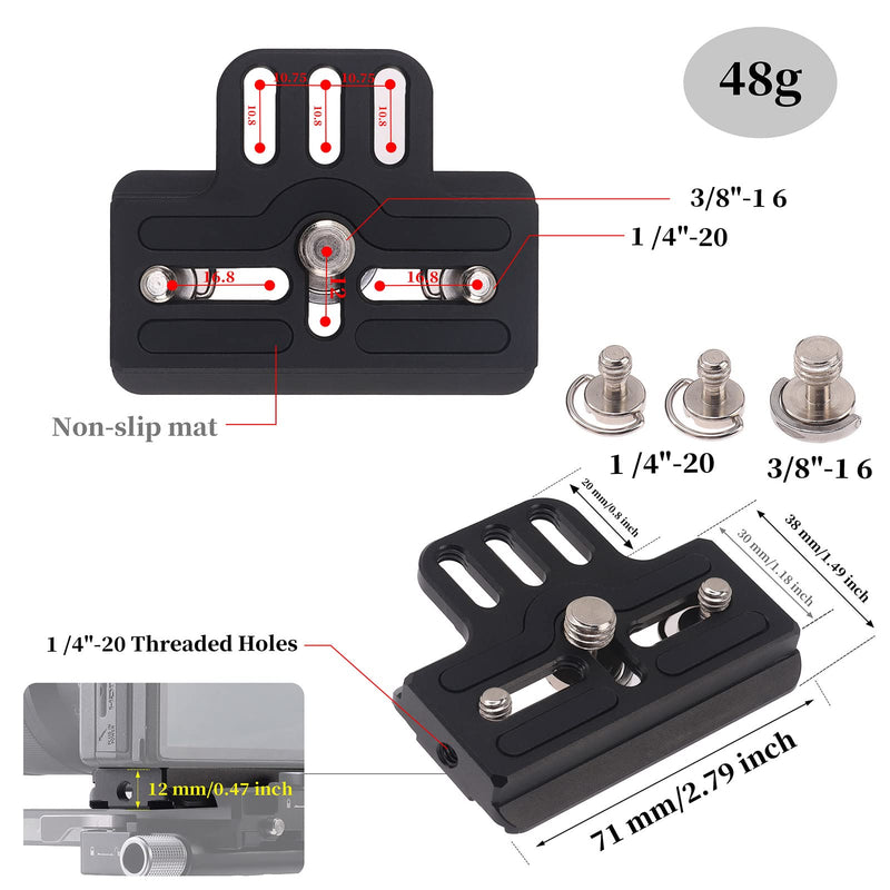 [Australia - AusPower] - FocusFoto Extended Upper Quick Release Baseplate QR Plate for DJI Ronin RS2 RSC2 RS3 Pro Gimbal Stabilizer Arca-Swiss Standard Camera Tripod Ballhead (Extended Version) 