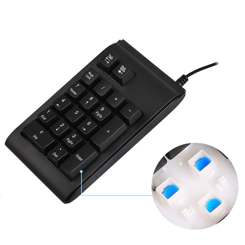 [Australia - AusPower] - HDE USB Numeric Keypad with Adjustable LED Backlight, Water Resistant Mini 18 Key Number Pad - Color Changing Backlit Keys USB Wired Numpad for Windows PC Laptop Computer MacBook 