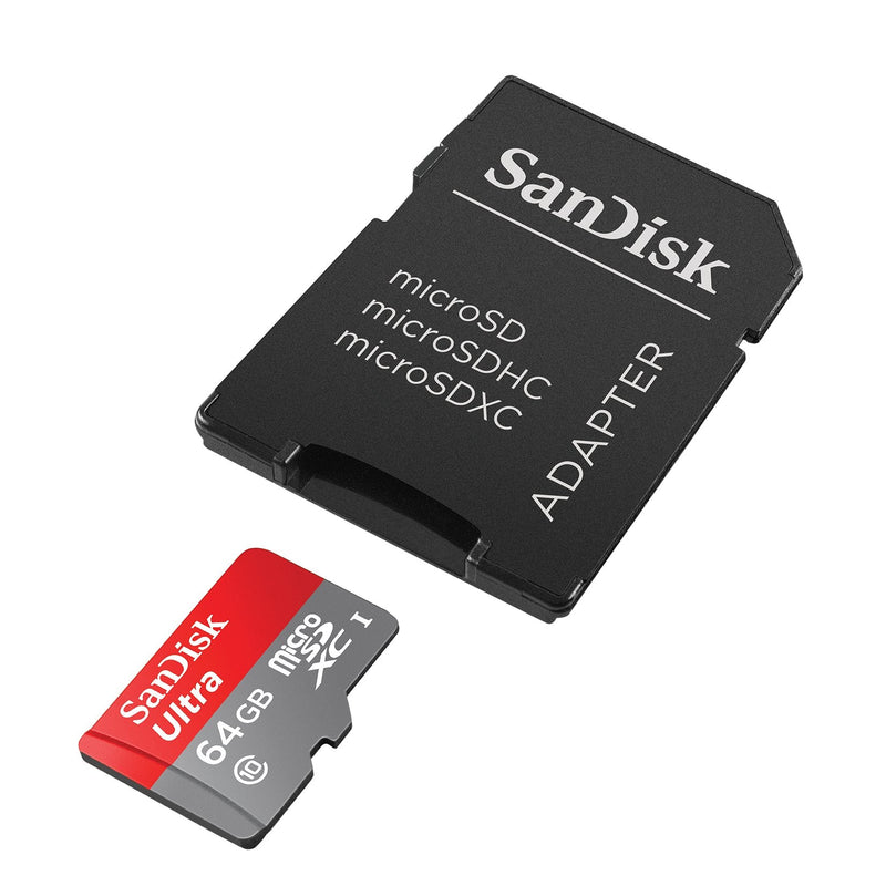 [Australia - AusPower] - SanDisk Ultra 64GB microSDXC UHS-I Card with Adapter, Grey/Red, Standard Packaging (SDSQUNC-064G-GN6MA) 