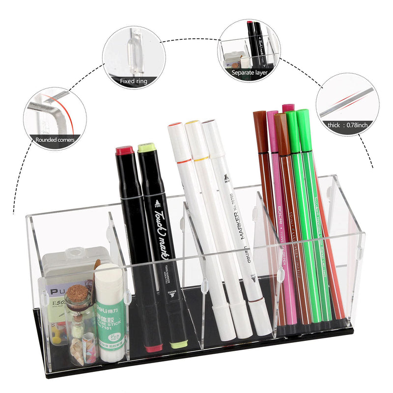 [Australia - AusPower] - Acrylic Clear Pencil Holder Pen Holder 4 Compartments,Brush Holder Countertop Desk Organizers and Storage for Pen,Pencil,Desk Accessories,Makeup Brush,Stationary and Art Supplies 