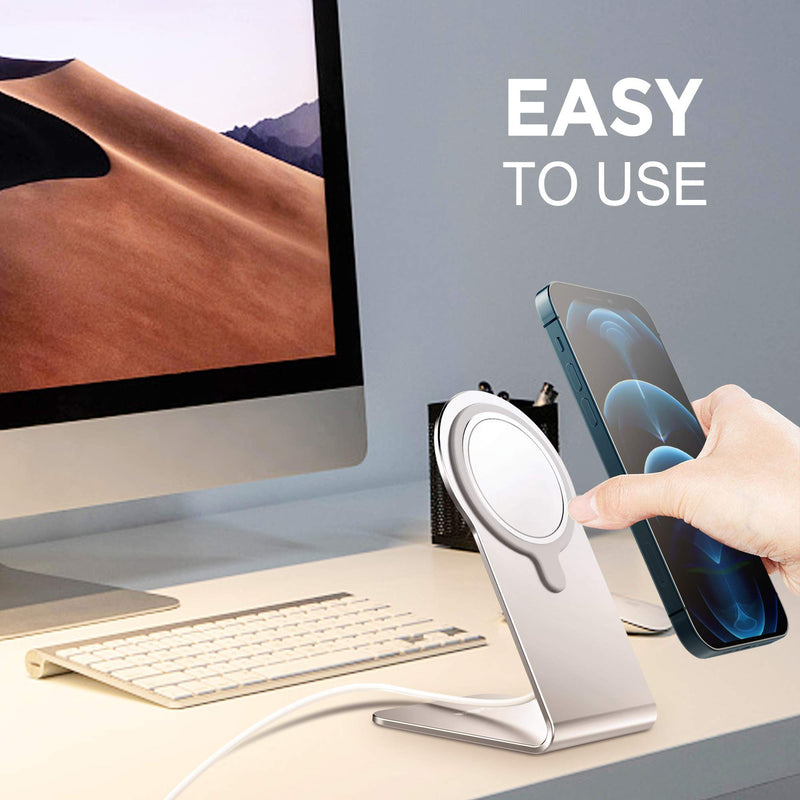 [Australia - AusPower] - Stand for MagSafe Charger, CreaDream Aluminum Stand Holder Cradle for iPhone 13 12 Series, Magsafe Accessories Compatible with iPhone 13 12 Mini, Pro, Pro Max, MagSafe Charger Not Included-Silver Silver 