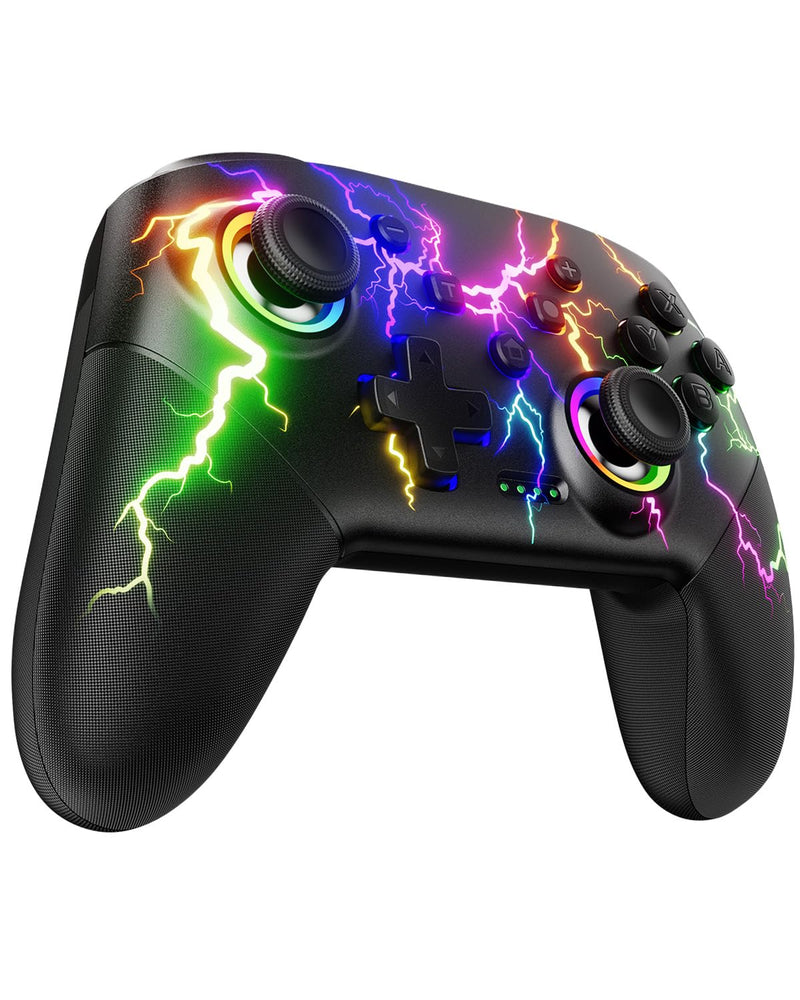 [Australia - AusPower] - Wireless Controllers Compatible with Switch/Switch Lite/Switch OLED/Windows/iOS/Android, RGB Lightning Programmable 1000mAh Wireless Pro Controller with One Key Pairing Wake Up Turbo Motion Vibration 