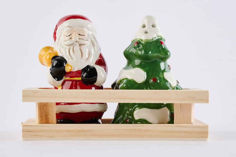 [Australia - AusPower] - Mud Pie Christmas Tree and Santa Salt & Pepper Shaker Set, 3.5" x 5" 
