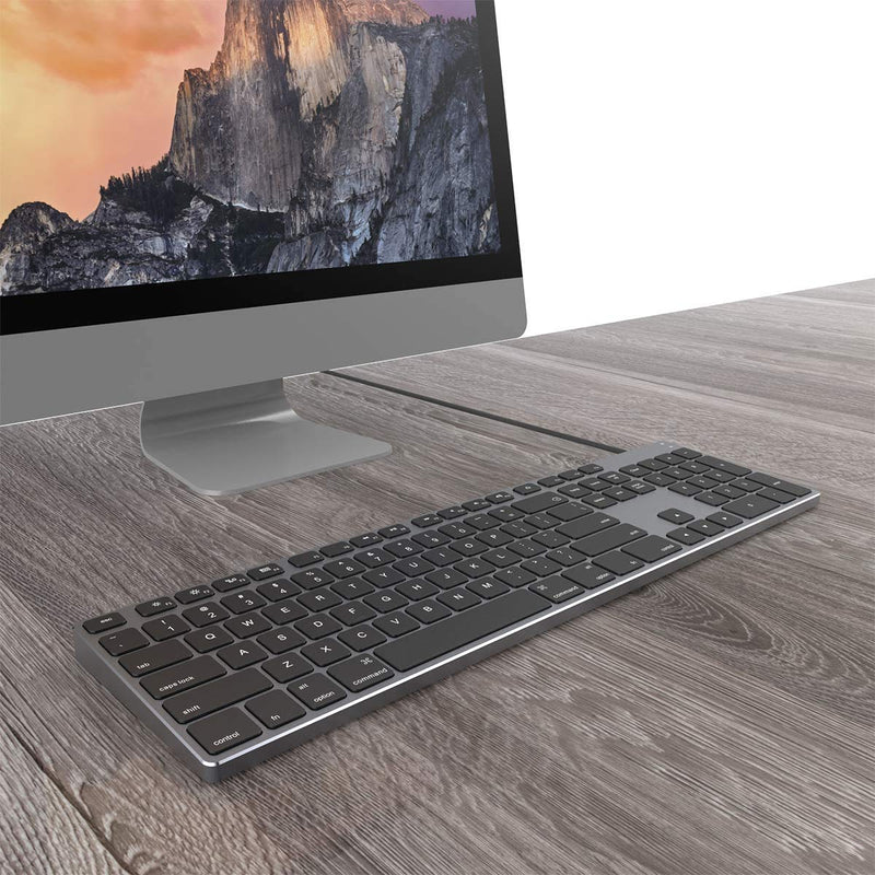 [Australia - AusPower] - Aluminum USB Wired Keyboard with Numeric Keypad for Mac Pro, Mini Mac, iMac, iMac Pro, MacBook Pro/Air, Laptop and PC Computer Black 