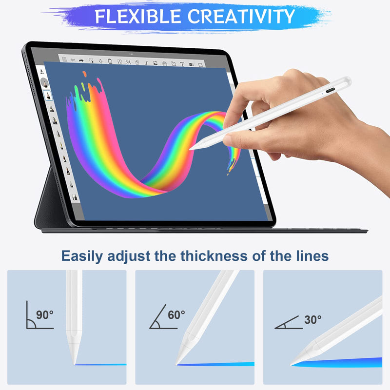 [Australia - AusPower] - Stylus Pen for iPad, Apple Pencil for iPad 9th&10th Generation, iPad Pencil with Fast Charge Palm Rejection, Compatible with(2018-2023) Apple iPad 11/12.9'', iPad Air 5/4/3rd, iPad Mini 5/6,iPad 8/7/6 white 