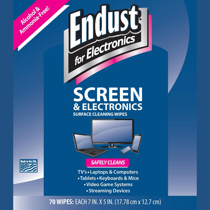 [Australia - AusPower] - Endust For Electronics Screen And Electronics Surface Cleaning Wipes For TV, Phone, Monitor, Laptop, Tablet, Electronic Equipment, Pre-Moistened, Alcohol & Ammonia Free, 140 Count (Pack of 2) 