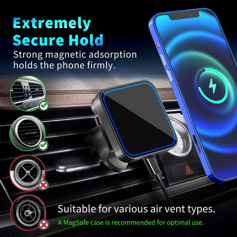 [Australia - AusPower] - Hoidokly Magnetic Wireless Car Charger, Fit for iPhone 13/13 Pro/ 13 Pro Max/ 13 Mini/iPhone12/12 Pro/ 12 Pro Max/12 Mini MagSafe Magnetic Cases 15W Fast Charging Car Air Vent Phone Holder 