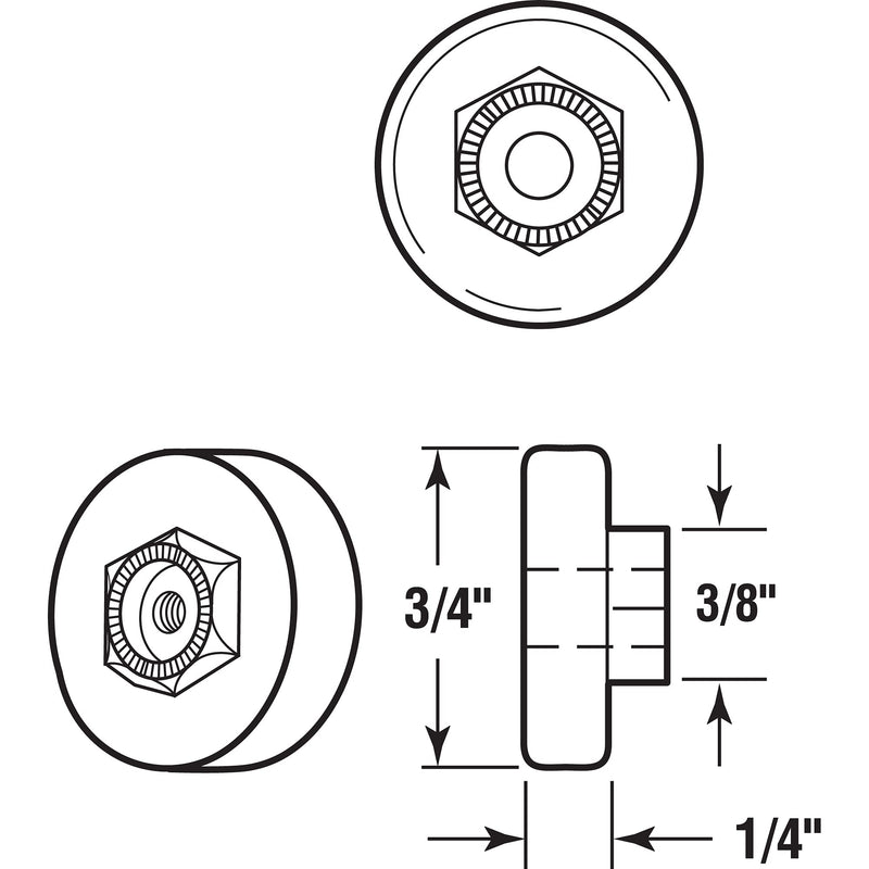 [Australia - AusPower] - Prime-Line Products MP6001 Shower Door Roller, 3/4 in. Outside Diameter, Plastic Wheel, Steel Ball Bearing, Flat Edge, Threaded Hex Hub, 10 Pack 