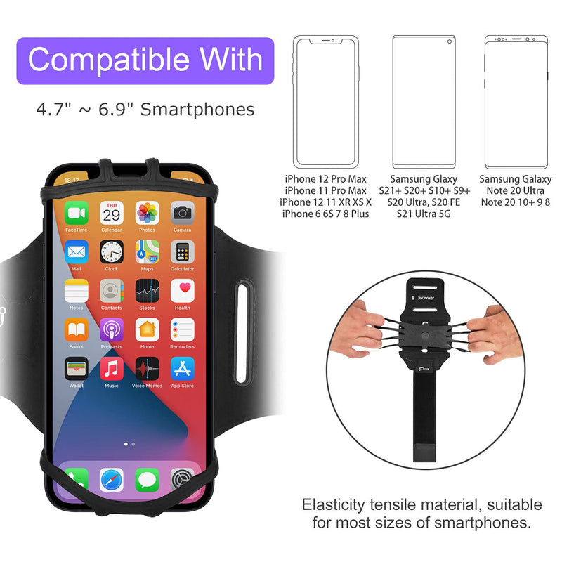 [Australia - AusPower] - JEMACHE Running Armband for iPhone 13 Pro Max, 12 11 XS XR X SE, 6S 7 8 Plus, Samsung Galaxy S22 S21 S20 S10 Plus, S22 Ultra 5G, Note 20 10 9 8, Workouts Cell Phone Arm Band Holder Black 