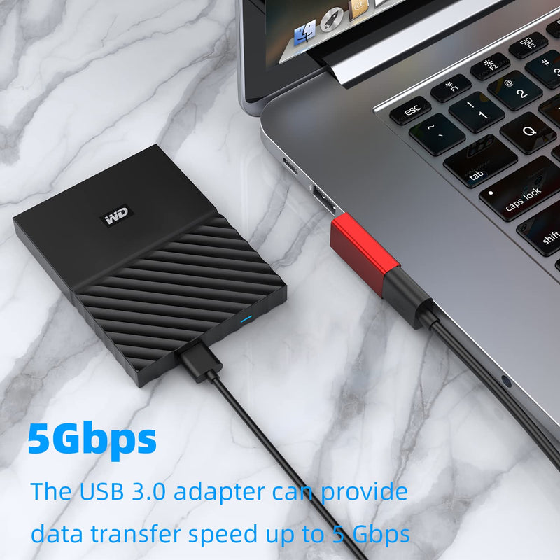 [Australia - AusPower] - AreMe 90 Degree USB 3.0 Adapter 2 Pack, Left and Right Angle USB A Male to Female Converter Extender for PC, Laptop, USB A Charger, Power Bank and More (Red) Left/Right Red 