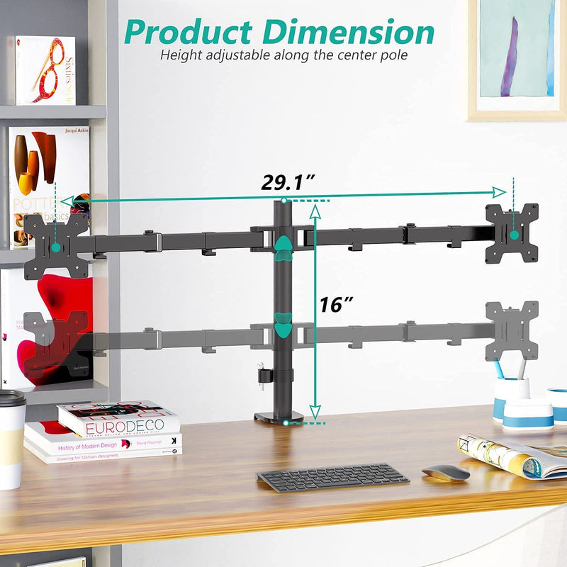 [Australia - AusPower] - WALI Bundle – 2 Items: Steel Reinforcement Bracket and Dual LCD Monitor Fully Adjustable Desk Mount Stand 