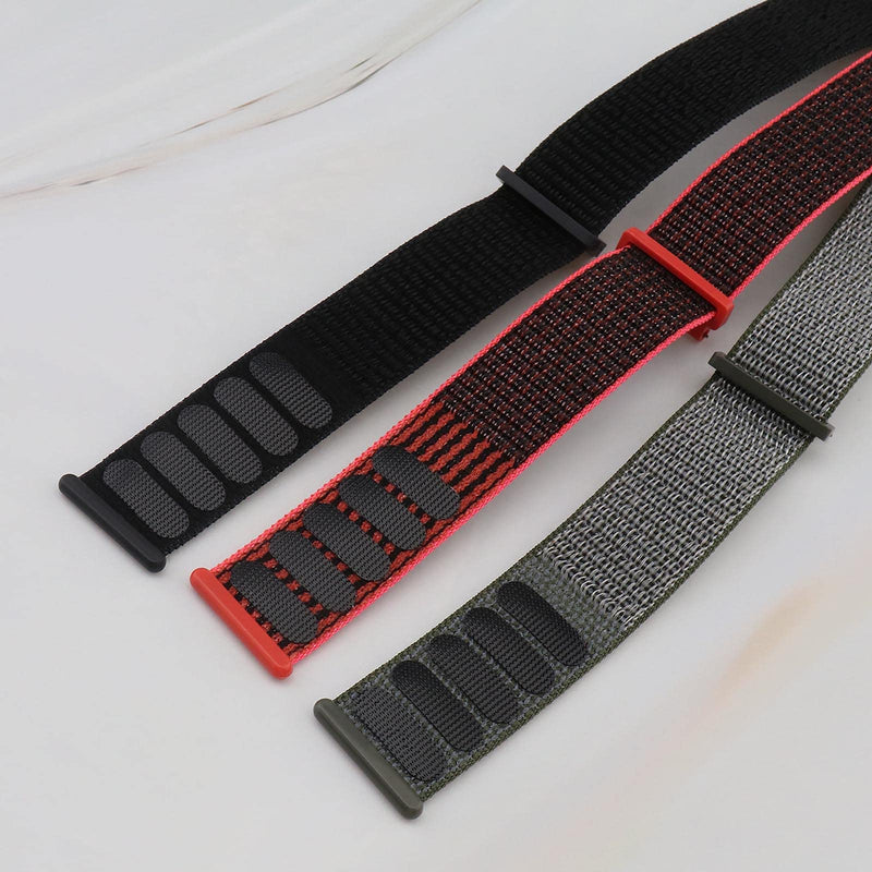 [Australia - AusPower] - 3pcs 22mm Nylon Strap Compatible with Huawei GT Samsung Galaxy Active/S2/S3 Replacement Loop Black Red Black Coral Gray/Reflective Black Olive Gray Watch Accessories Black,Red Black,Coral Gray 