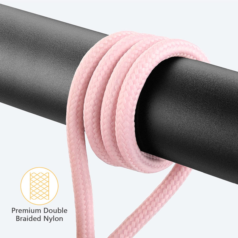 [Australia - AusPower] - 2 Pack 90 Degree iPhone Charger 10Ft Mfi Certified Lightning Cable Right Angle Long Nylon briaded Cord Compatible with Apple iPhone 13 12 11 Pro Max XS XR X 8 7 6 5 Plus iPad (Pink) 10 FT Pink 