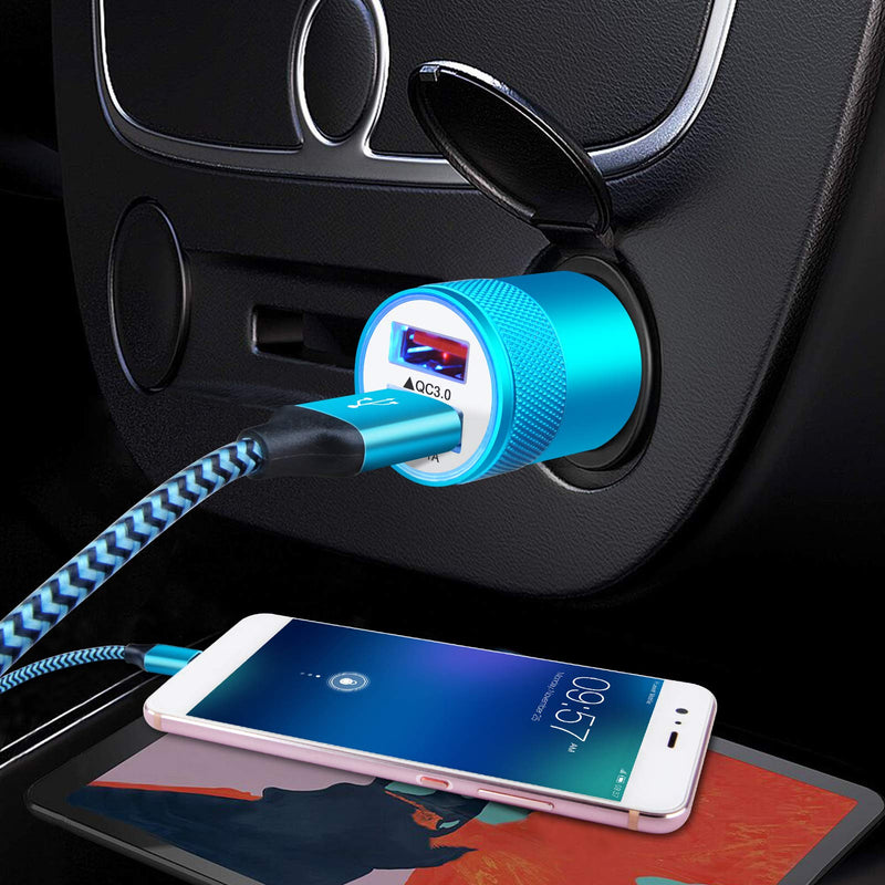 [Australia - AusPower] - Fast USB C Car Charger,2.4A&QC 3.0 Dual Port Car Charger Adapter USB C Charging Block Type C Cable for Samsung Galaxy S21 Ultra 5G,S20 FE,A21,A12,S10,Note 20 Ultra,10,9,A52,Google Pixel 6,6 Pro,5,4XL 