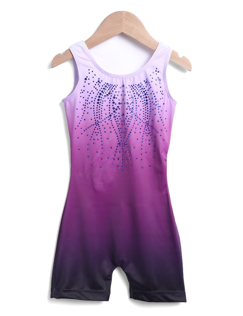 [Australia - AusPower] - Zaclotre Kid Girls Gymnastic Leotard Sparkly Shiny Diamond Ballet Dance One Piece Outfit Shiny Purple 7-8 Years 