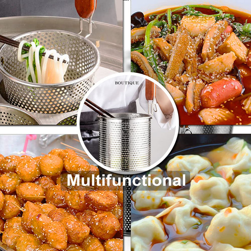 [Australia - AusPower] - Tenta Kitchen Micro-Perforated Stainless Steel Pasta Basket Mesh Spider Food Dumpling Noodle Strainer,Fine Mesh Skimmer Kitchen Fine Sieve Mesh Strainer with Wooden Handle (Strainer, 14cm) DIA 14CM 