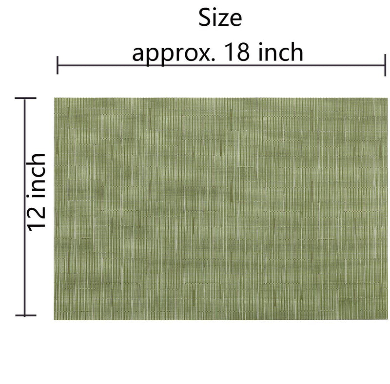 [Australia - AusPower] - SHACOS Placemats Set of 6 Woven Vinyl Place Mats for Dining Table Wipe Clean Non Slip Table Mats (6, Olive Green) 