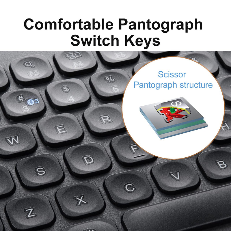 [Australia - AusPower] - SANWA Multi Device Bluetooth Keyboard with Touchpad, Rechargeable Keypad with Trackpad for Laptop Desktop Computer PC iPad/iPhone Tablet, Compatible with MacBook, Windows, Android, iOS, Black 
