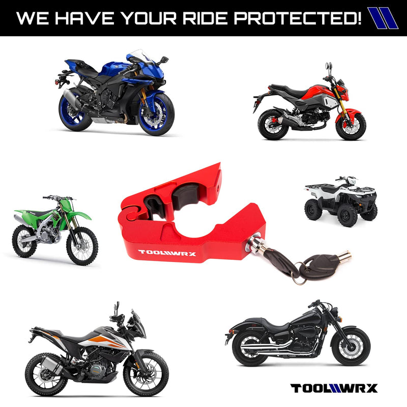 [Australia - AusPower] - ToolWRX Motorcycle Lock – Heavy Duty Anti Theft Grip-Lock – Security for Throttle & Handlebar – Locks Front Brake & Clutch on Dirt Bike Moped Scooter Motorbike & ATV (Includes Lever Protector) 