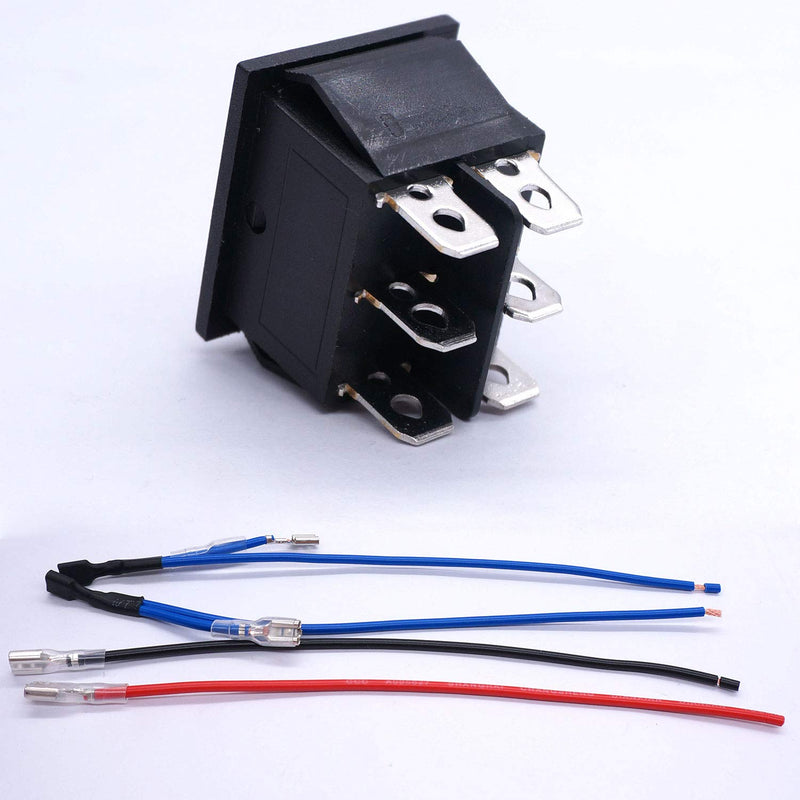 [Australia - AusPower] - weideer 20A 12V DC Momentary Motor Polarity Reverse Rocker Switch DPDT 6 Pin (ON)-Off-(ON) Automatic Reset Boat Motor Control Switch with Jumper Wires KCD2-223-JT-X A-Momentary 