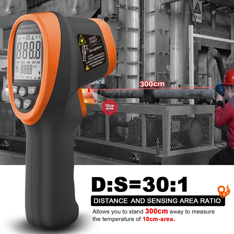 [Australia - AusPower] - High Temperature Infrared Thermometer, ANNMETER AN-1500 Non-Contact Digital IR Pyrometer Handheld Temp Gun for HVAC Cooking Kilning Casting -58~2732℉ (NOT for Human Temp) AI-1500C W/color screen 