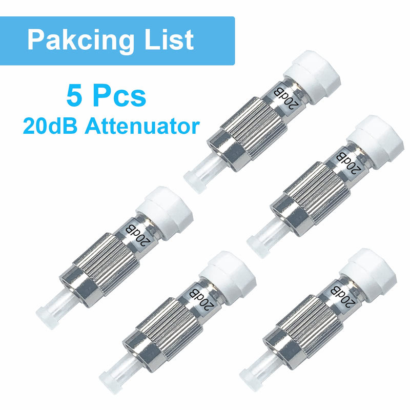 [Australia - AusPower] - 5 Pcs Fiber Optic attenuator, Fiber Signal Attenuation Converter Inserts Connector (FC-UPC, 20dB) FC-UPC 