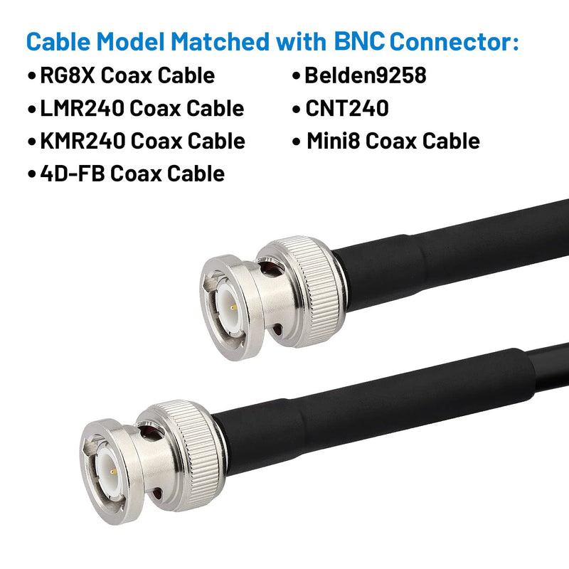 [Australia - AusPower] - MOOKEERF BNC Male Crimp Connector, BNC Q9 Male Plug Crimp Connector for RG8X LMR240 4D-FB RG8 Mini Coax Cable (Pack of 10) 