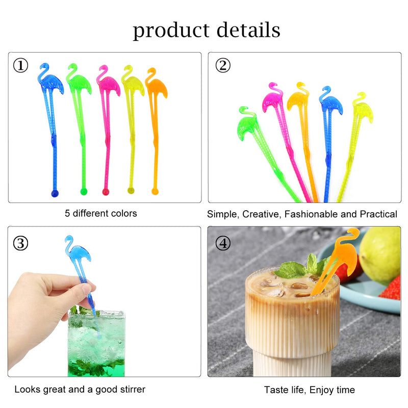 [Australia - AusPower] - Honbay 50PCS Fun Swizzle Sticks Tropical Flamingo Shaped Cocktail Ice Drink Stirrers 