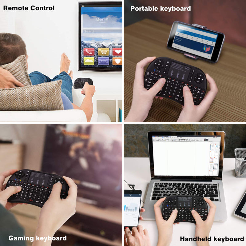 [Australia - AusPower] - Rii Mini Wireless Bluetooth Keyboard with Touchpad, Support Bluetooth +(RF) 2.4GHz Wireless Connection for Smartphones, PC, Tablet, Laptop TV Box iOS Android Windows Mac.Black 