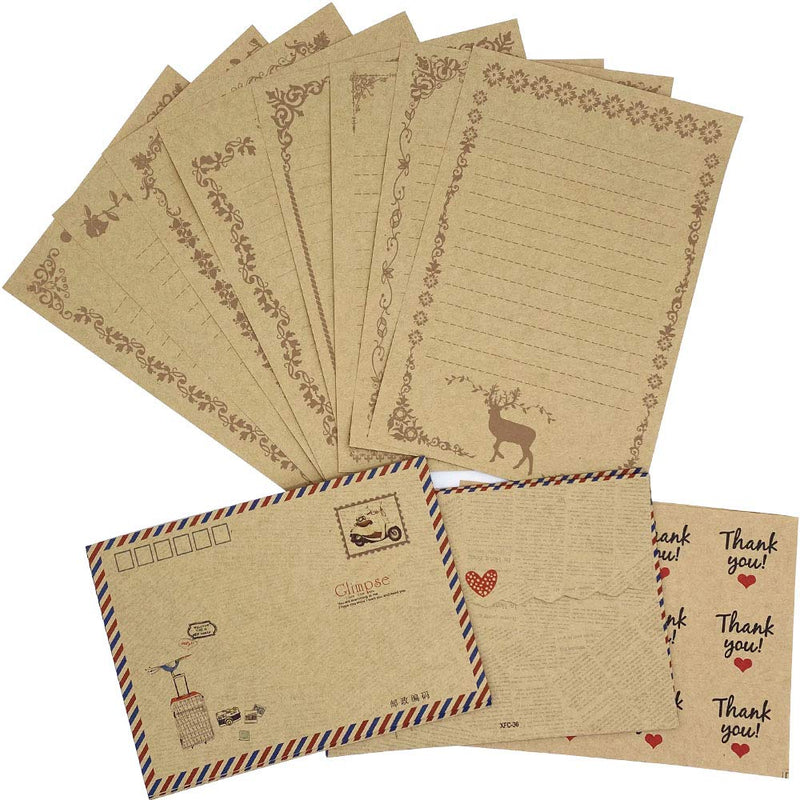 [Australia - AusPower] - Vintage Stationary Paper + Envelopes, Writing Stationery Paper Letter Set - 48 Sheets of Vintage Letter Papers, 24 Envelopes 