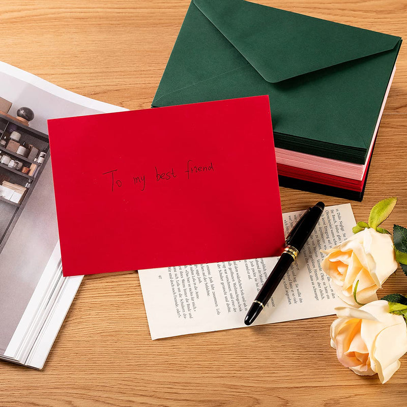 [Australia - AusPower] - 50 Pack A7 Colorful 5x7 Envelopes V Flap Invitation Envelopes for 5x7 Cards, Birthday, Weddings, Graduations, Greeting Cards, Baby Shower 5.24 x 7.24 Inches (Black) Black 