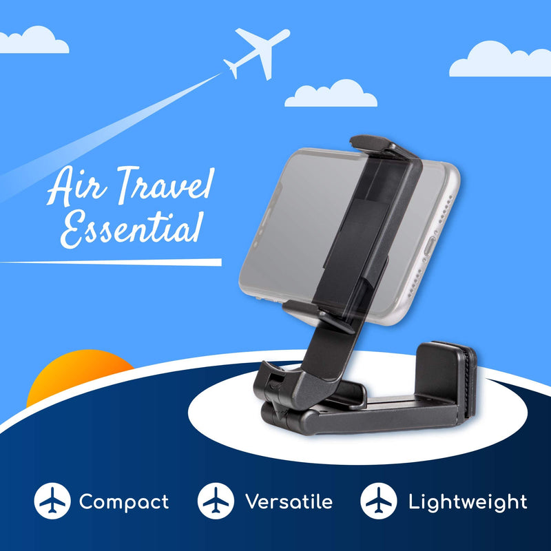 [Australia - AusPower] - Universal Airplane in Flight Phone Mount. Handsfree Phone Holder for Desk with Multi-Directional Dual 360 Degree Rotation. Pocket Size Travel Essential Accessory for Flying. US Patented and Protected. 1 Unit 