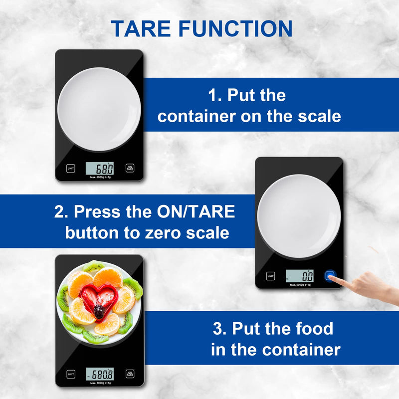 [Australia - AusPower] - Food Scale, Smart Food Scale with Battery for Food Ounces and Grams with,Tare Function Easy Kitchen Scale Clean Waterproof Tempered Glass for Baking Digital Food Scale 