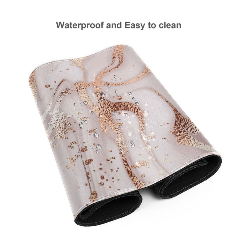[Australia - AusPower] - Rose Gold Marble Mouse Pad for Women and Girls Gaming XL Large Mousepad Cute Desk Mat Long Extended Big Keyboard Pads Table Accessories for Gaming and Office 31.5 X 11.8 Inch Rose Gold Marble One Size 