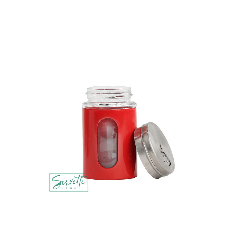 [Australia - AusPower] - Red Salt Pepper Shakers Retro Spice Jars Glass - Set of 2 Red 