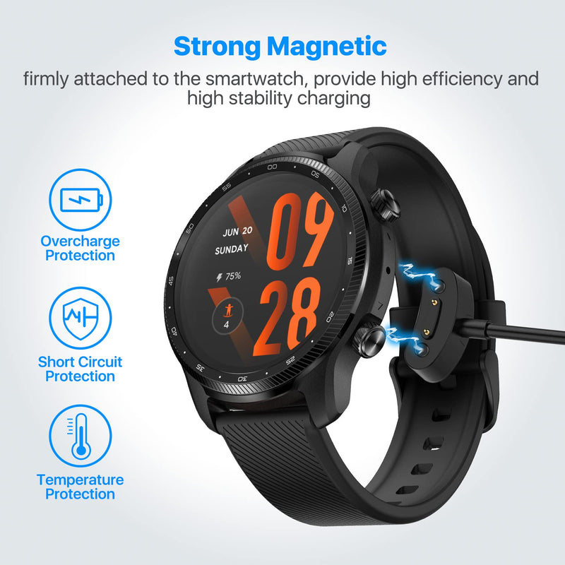 [Australia - AusPower] - TicWatch Pro 3 Ultra GPS/Pro 3 GPS / E3 Charging Cable Replacement Charging Cable Magnetic Charger for TicWatch Pro 3 GPS/Pro 3 Ultra GPS / E3 Smartwatch 