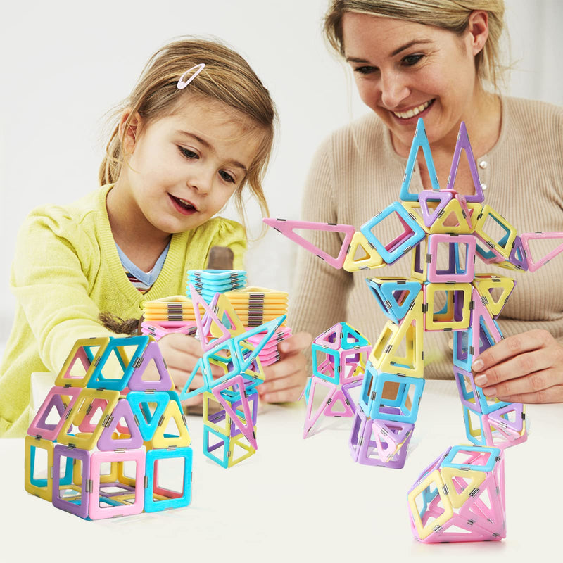 [Australia - AusPower] - Magnetic Tiles 80pcs Magnet Building Blocks Set Creative Stacking Toys for Kids, 3D DIY Construction Kit Preschool Child Montessori Toys STEM Learning Toys Gifts for Girls Boys 3 4 5 6 7 Years 80 
