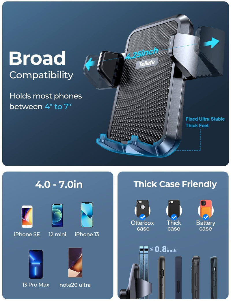 [Australia - AusPower] - Upgrade Car Phone Holder, [Never Fall & Ultra Sturdy] Air Vent Phone Mount [Big Phone & Thick Cases Friendly] Hands Free Cell Phone Automobile Cradles, Fit for All iPhone Samsung 4.0"-7.0" Phones 
