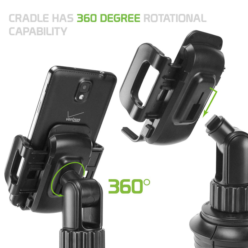[Australia - AusPower] - Cellet Car Phone Mount Holder Car Cup Holder Phone Holder Mount, Adjustable Compatible with Apple iPhone 13 Pro Max 12 Pro Max Mini 11 SE XS XR X 8 Plus Samsung Note 20 10 Galaxy S21 S20 Moto Pixel Height - 6.5 in 