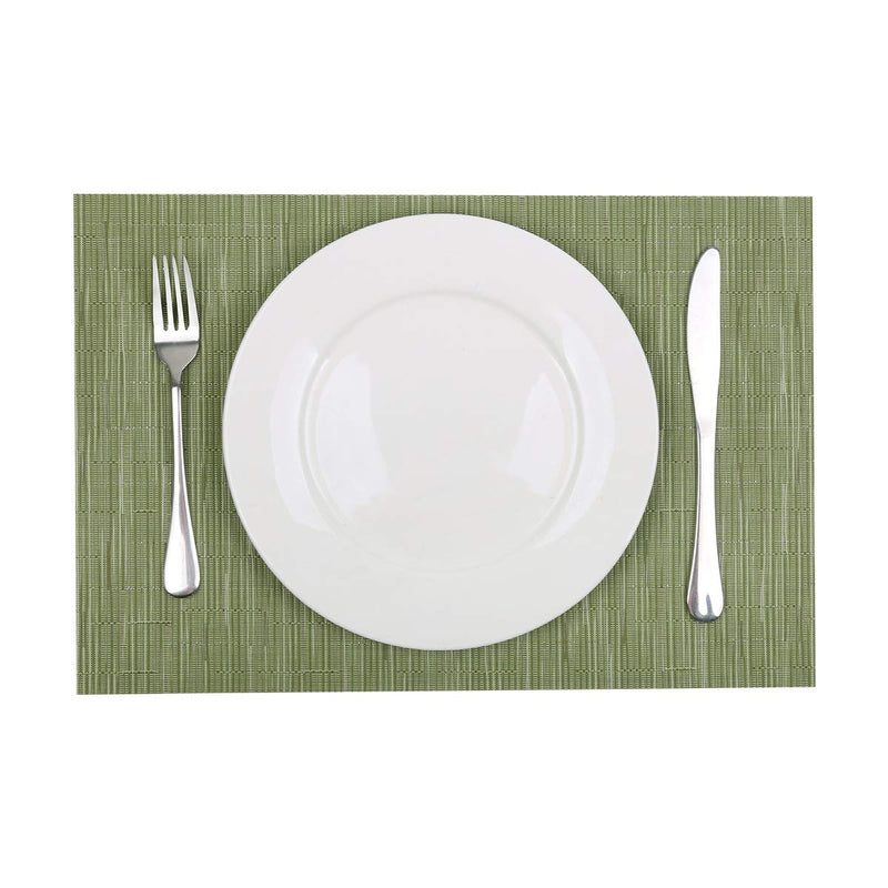 [Australia - AusPower] - SHACOS Placemats Set of 6 Woven Vinyl Place Mats for Dining Table Wipe Clean Non Slip Table Mats (6, Olive Green) 