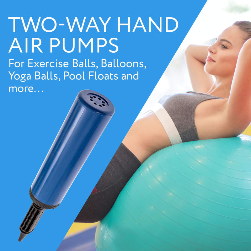 [Australia - AusPower] - (2) Two-Way Hand Air Pumps for Exercise Balls, Balloons, Yoga Balls, Pool Floats, Balloon Pumps- Inflate 2X as Fast! 