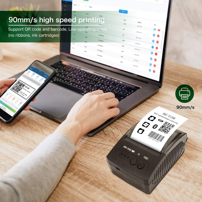 [Australia - AusPower] - NETUM Bluetooth Receipt Printer, Portable 58mm Mini Thermal Pos Printer, Compatible with Android/Windows 