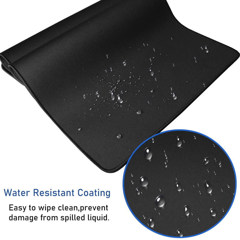 [Australia - AusPower] - Large Extended Gaming Mouse Pad with Stitched Edges, (31.5X15.7In) Durable Non-Slip Natural Rubber Base, Waterproof Computer Keyboard Pad Mat for Esports Pros/Gamer/Desktop/Office/Home-Black Black 