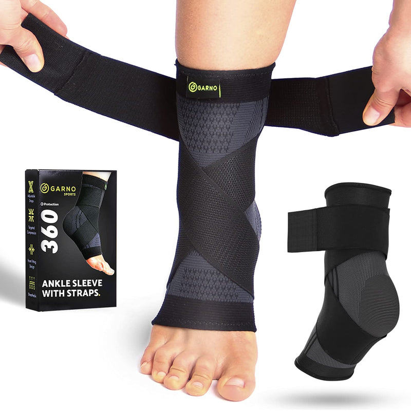 [Australia - AusPower] - GARNO Ankle Brace Compression Sleeve with Adjustable Straps, Arch Support & Foot Stabilizer, Elastic Wrap for Plantar Fasciitis, Achilles Tendonitis Recovery, Sports Bandage Sock; Men, Women 1 