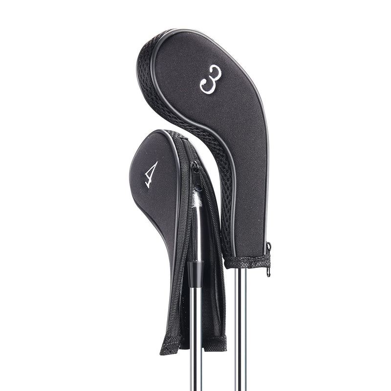 [Australia - AusPower] - Sword &Shield sports Neoprene Zipper Golf Club Iron Head Covers Iron Covers 10pcs/Set Black&Black 