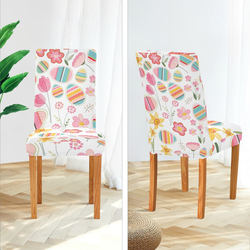 [Australia - AusPower] - xigua Easter Egg Stretch Chair Covers Set of 4 Removable Washable Dining Chair Slipcovers for Kitchen Dining Room Hotel Decor 4 Pack 