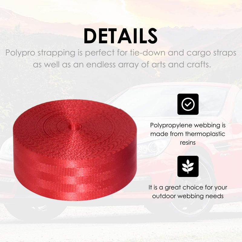 [Australia - AusPower] - 2 Inch Polypropylene Heavy Duty Webbing Strap, Come with Red Thread and Fastening Clip, 10 Yards 